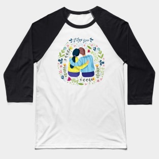 couple floral I love you Baseball T-Shirt